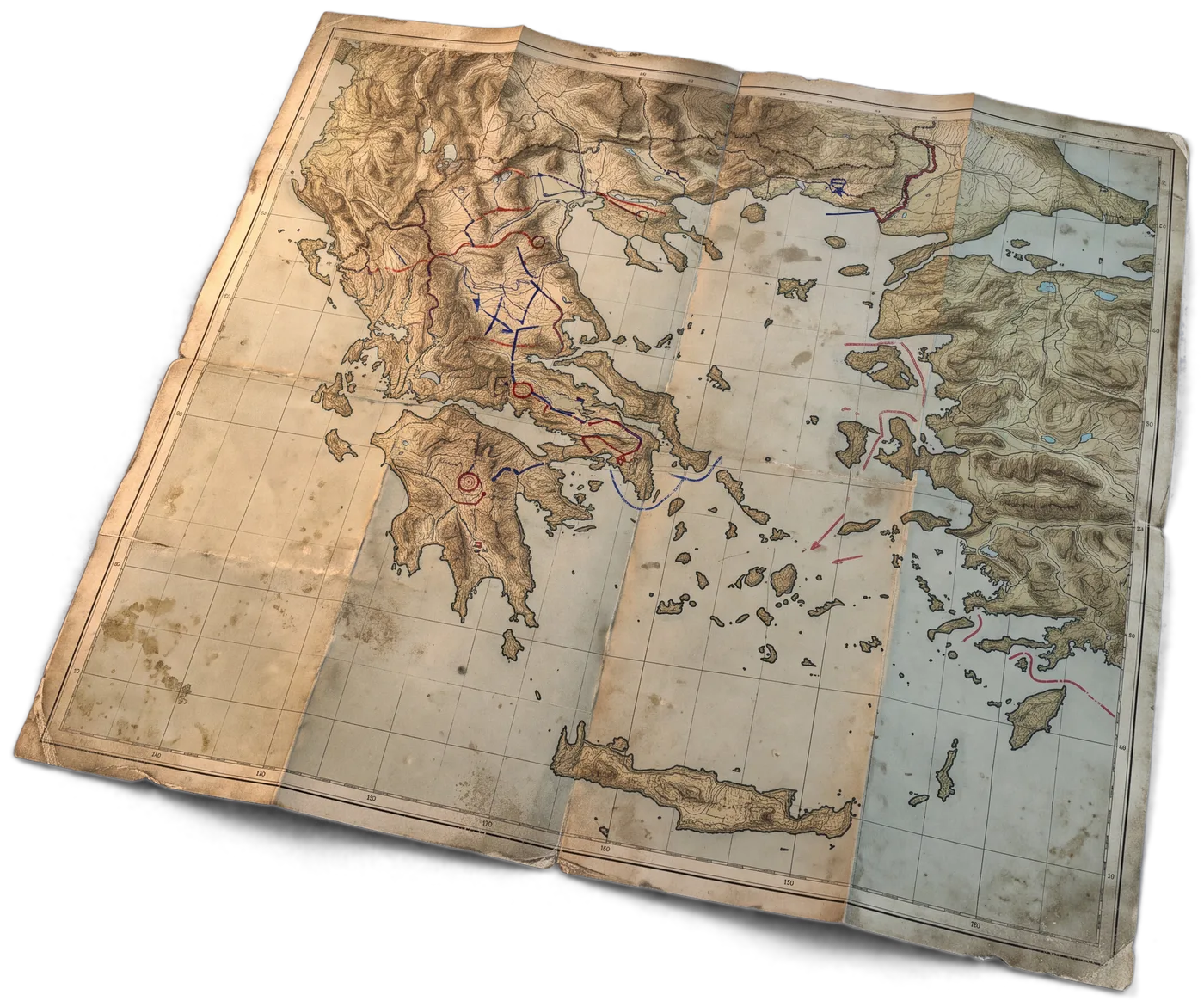 Παλιός στρατιωτικός χάρτης της Ελλάδας